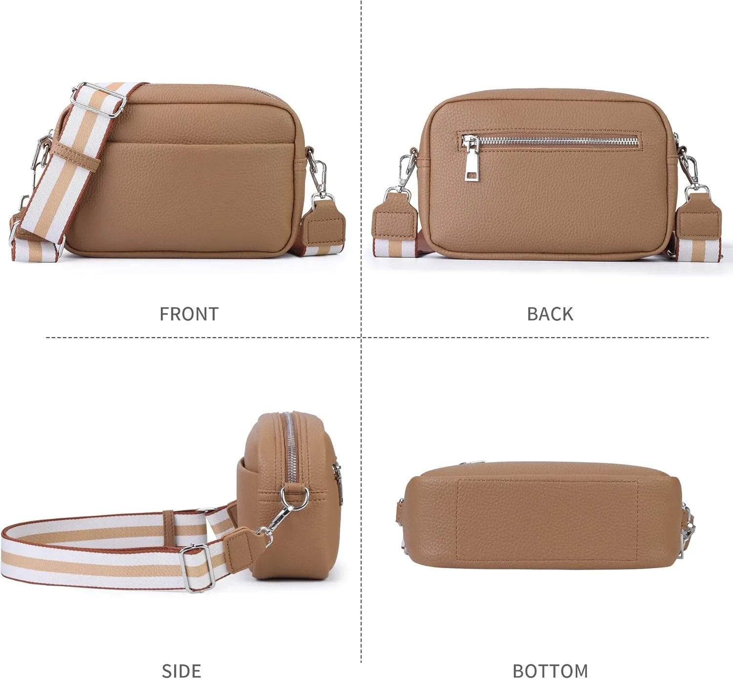 Small Crossbody Bag with Wide Guitar Strap Camera Purse Shoulder Handbag Satchel