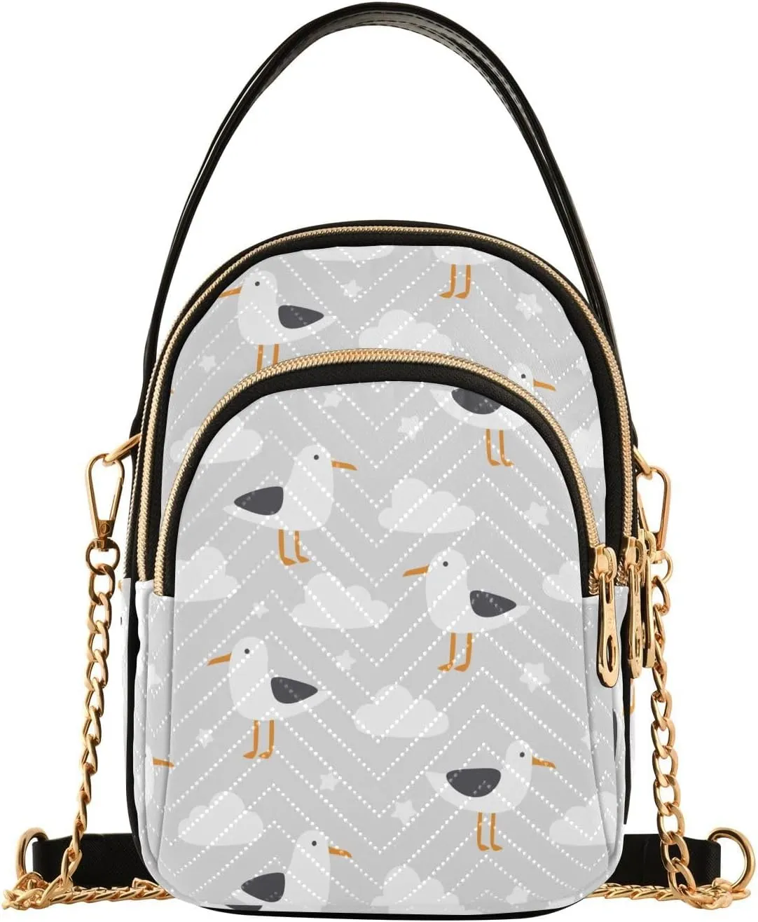 Small Crossbody Bags Seagulls Seamless Shoulder Bag for Women Quilted Wave Cross Body Bag