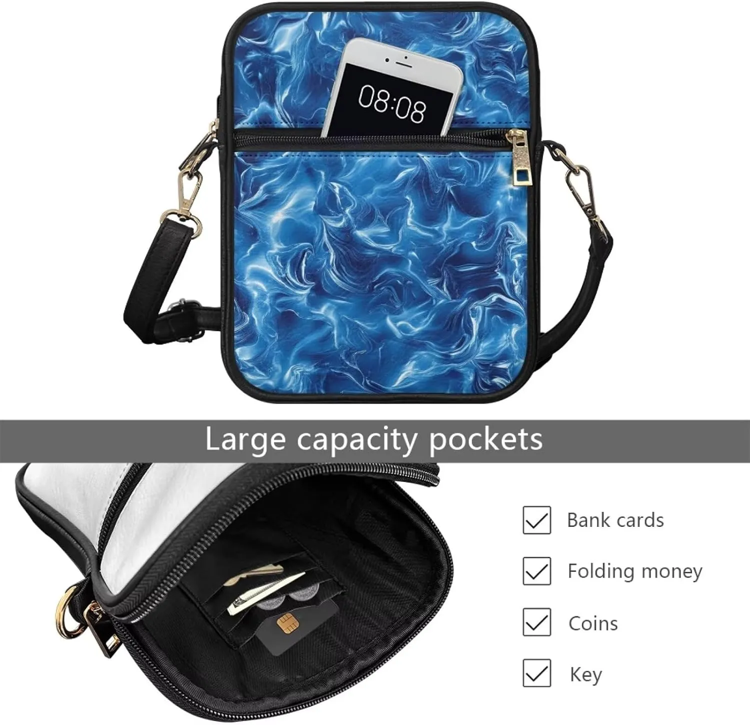 Small Messenger Bag for Women Crossbody with Zipper Closure Fashion Tote Bag for Women Leather