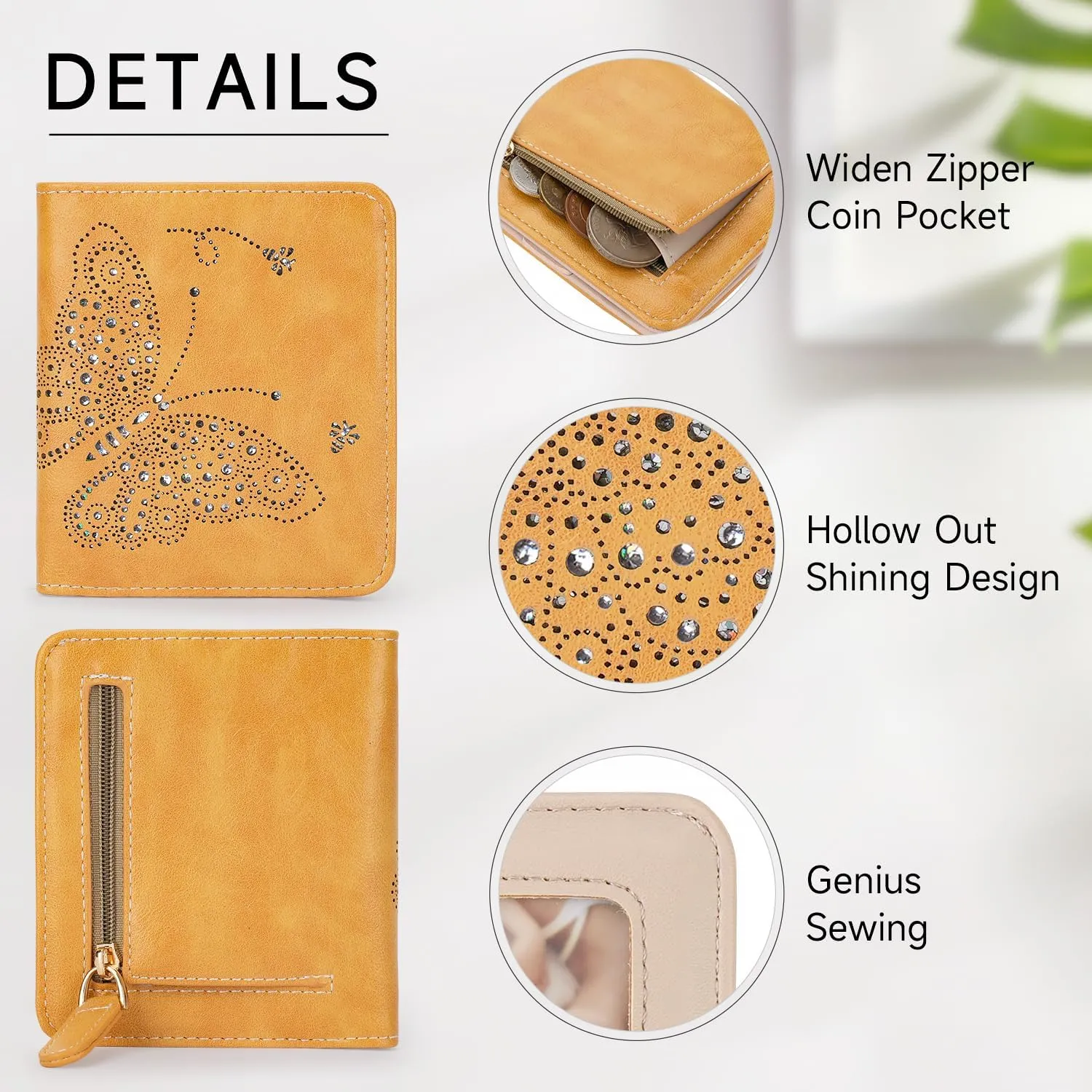 Small RFID Wallet Women Ultra Thin Slim Womens Wallet Mini Compact Bifold Pocket Ladies Wallets for Women YELLOW