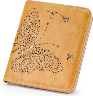 Small RFID Wallet Women Ultra Thin Slim Womens Wallet Mini Compact Bifold Pocket Ladies Wallets for Women YELLOW