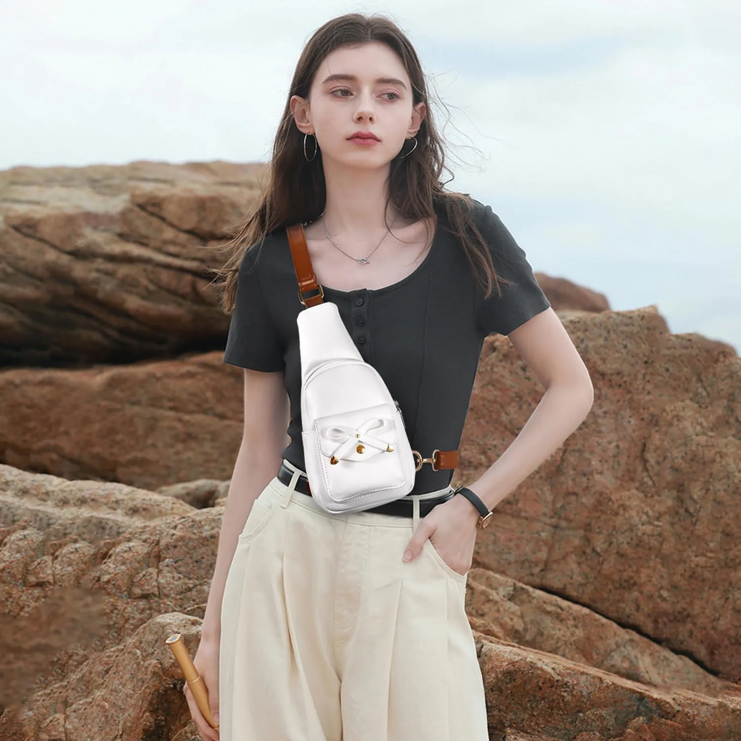 Small Sling Bag Crossbody Fanny Pack for Girls PU Leather Cross Body Purse for Women Cute Stuff Gifts for Teen Girls