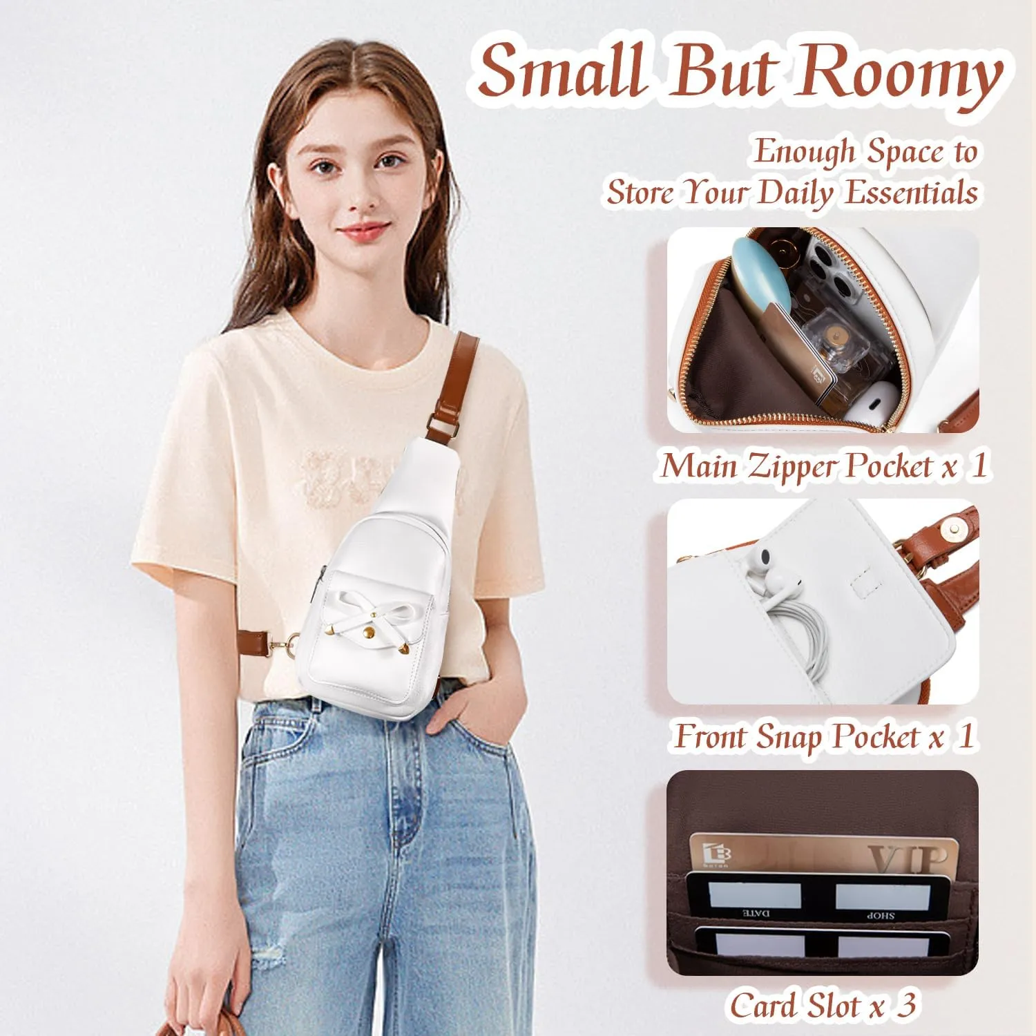 Small Sling Bag Crossbody Fanny Pack for Girls PU Leather Cross Body Purse for Women Cute Stuff Gifts for Teen Girls