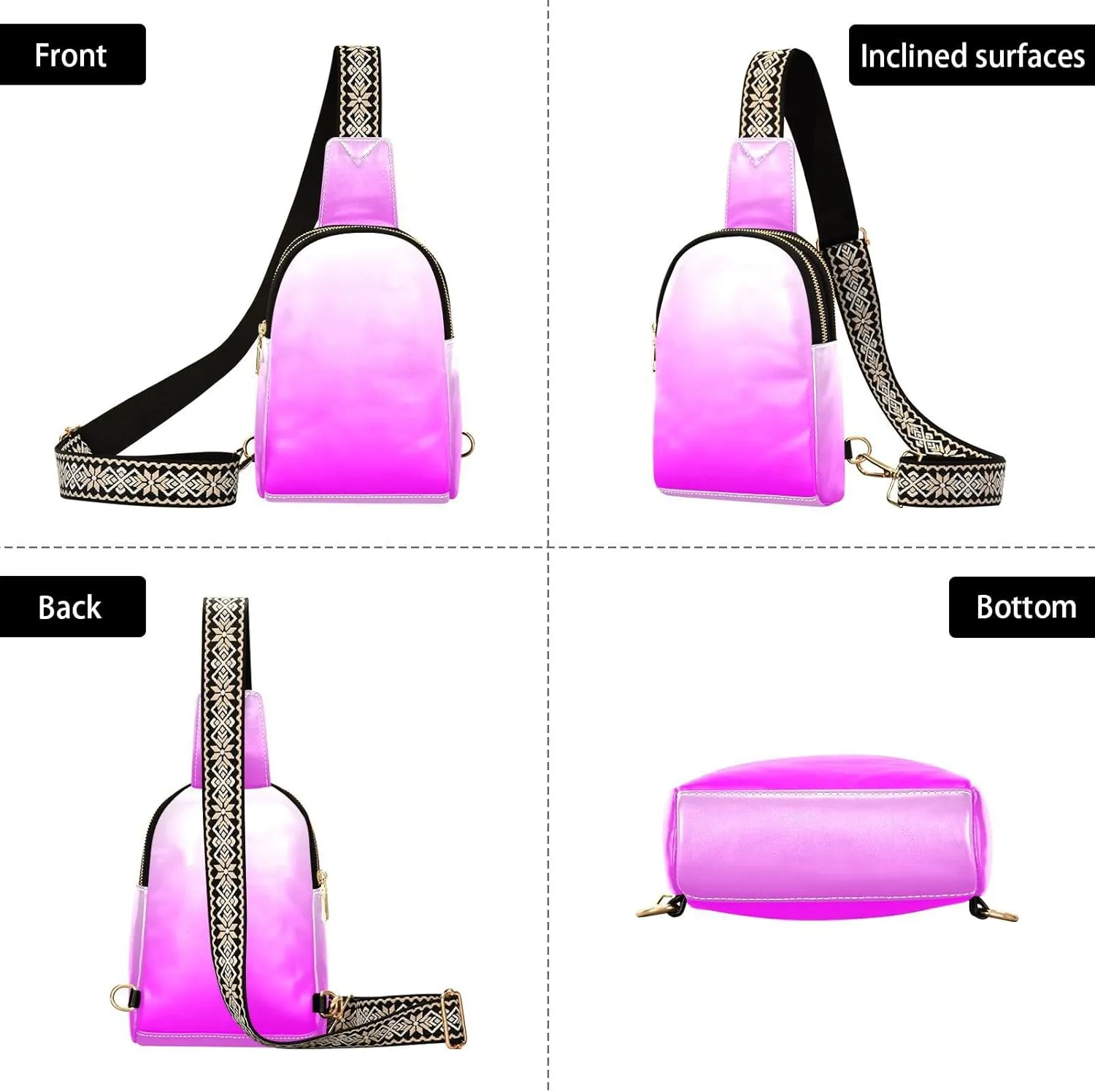 Small Sling Bag for Women Bright Purple Crossbody Fanny Packs for Travel, Casual 20805-1