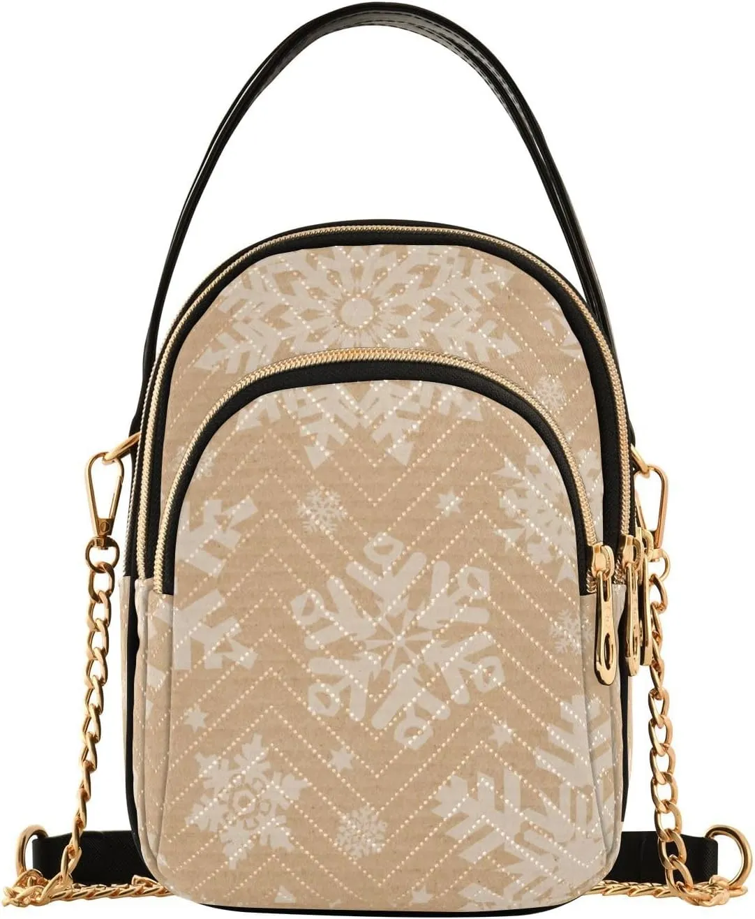 Snowflakes on Cardboard Background Small Women's Crossbody Purse, Shoulder Bag for Women Handbags Cell Phone Purse