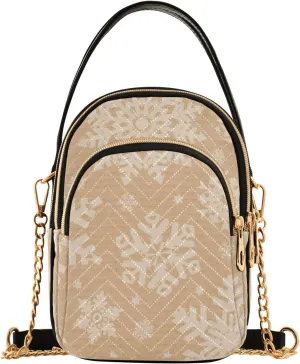 Snowflakes on Cardboard Background Small Women's Crossbody Purse, Shoulder Bag for Women Handbags Cell Phone Purse