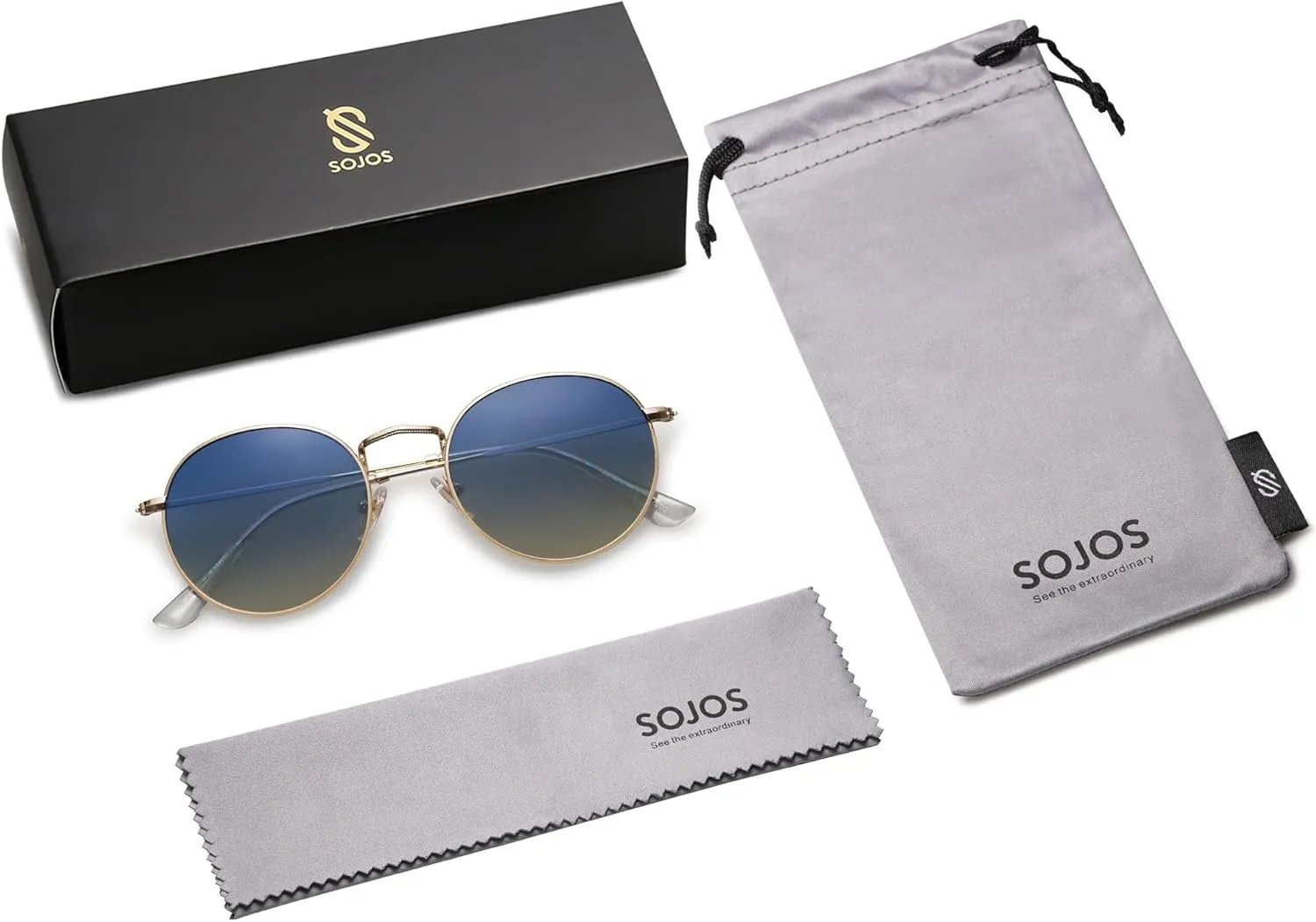 SOJOS Small Round Polarized Sunglasses for Women Men Classic Vintage Retro Shades UV400