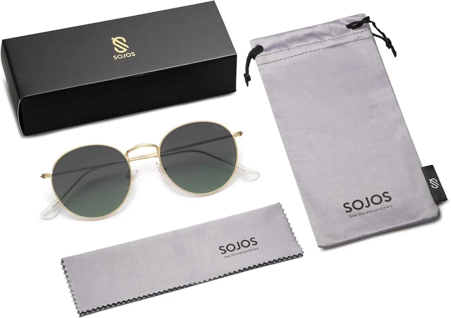 SOJOS Small Round Polarized Sunglasses for Women Men Classic Vintage Retro Shades UV400