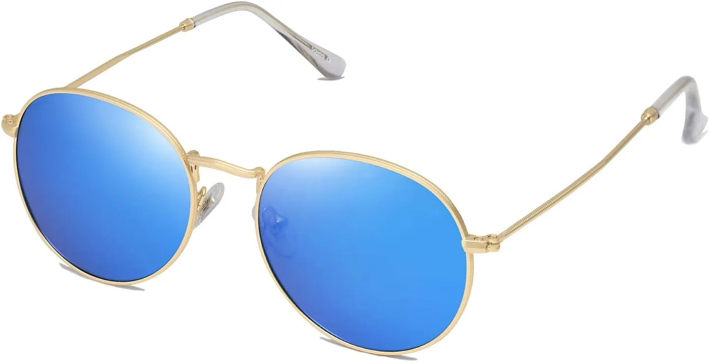 SOJOS Small Round Polarized Sunglasses for Women Men Classic Vintage Retro Shades UV400