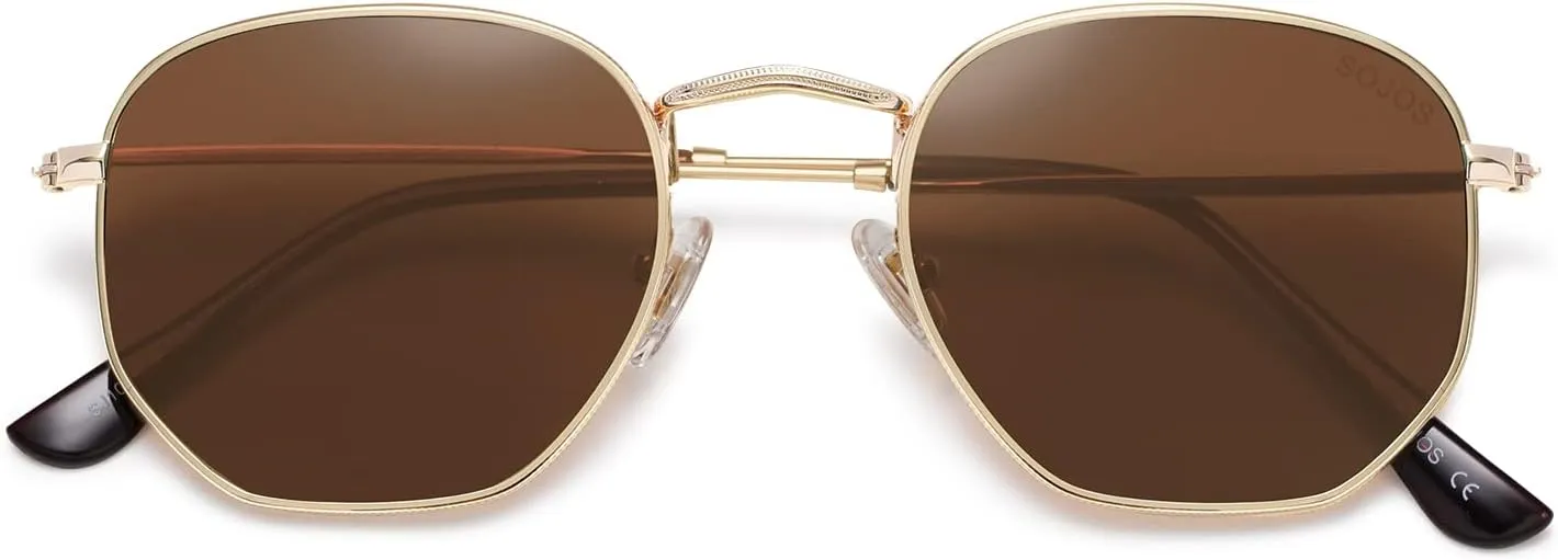 SOJOS Square Polarized Sunglasses for Women Men Small Hexagonal Polygon Shades SJ1072