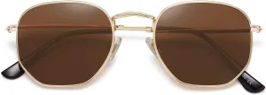 SOJOS Square Polarized Sunglasses for Women Men Small Hexagonal Polygon Shades SJ1072