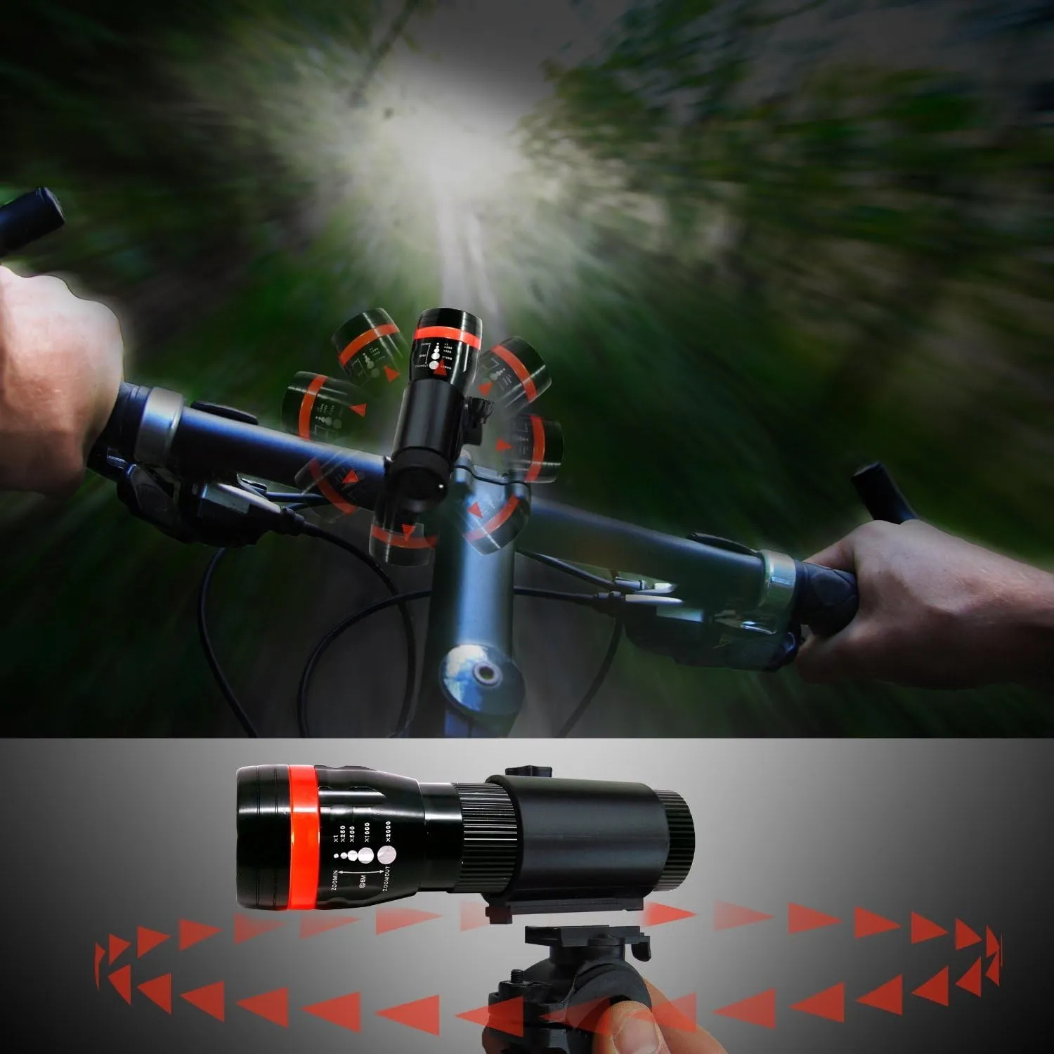 Solid Aircraft Aluminum Bike Light - Bright 240 Lumens LED Bicycle Headlight with Tail Light - Waterproof - Mounts in Seconds - NO Tools Required
