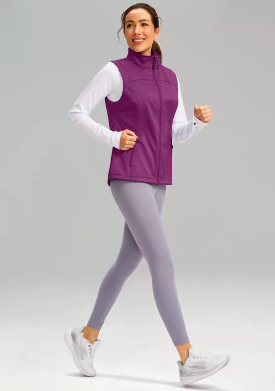 Soothfeel Women's Vest with Zipper Pocekts Lightweight Softshell Sleeveless Jacket Hiking Travel Golf Running Vest for Women