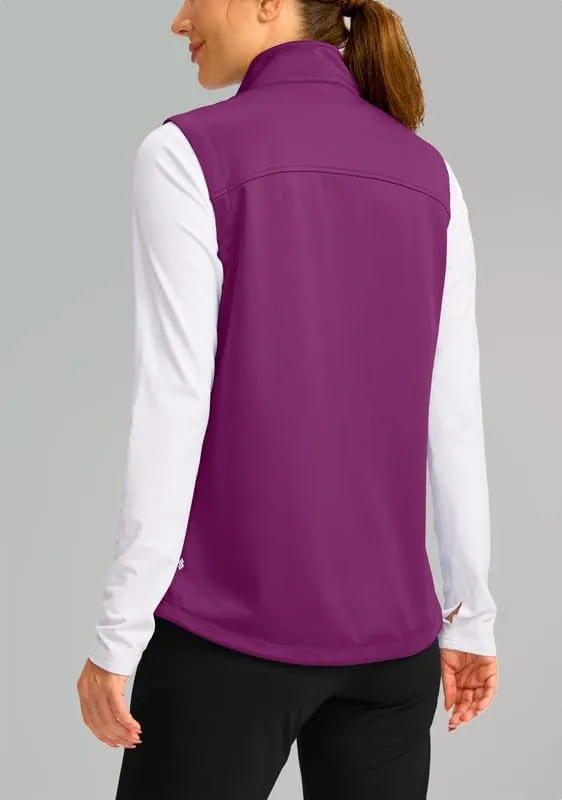 Soothfeel Women's Vest with Zipper Pocekts Lightweight Softshell Sleeveless Jacket Hiking Travel Golf Running Vest for Women