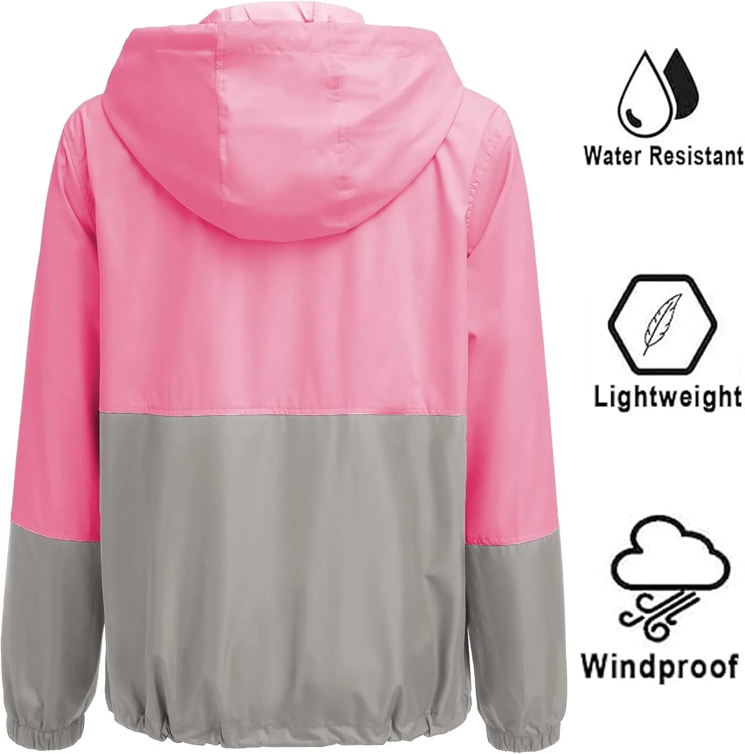 SoTeer Women's Waterproof Raincoat Outdoor Hooded Rain Jacket Windbreaker S-XXXL