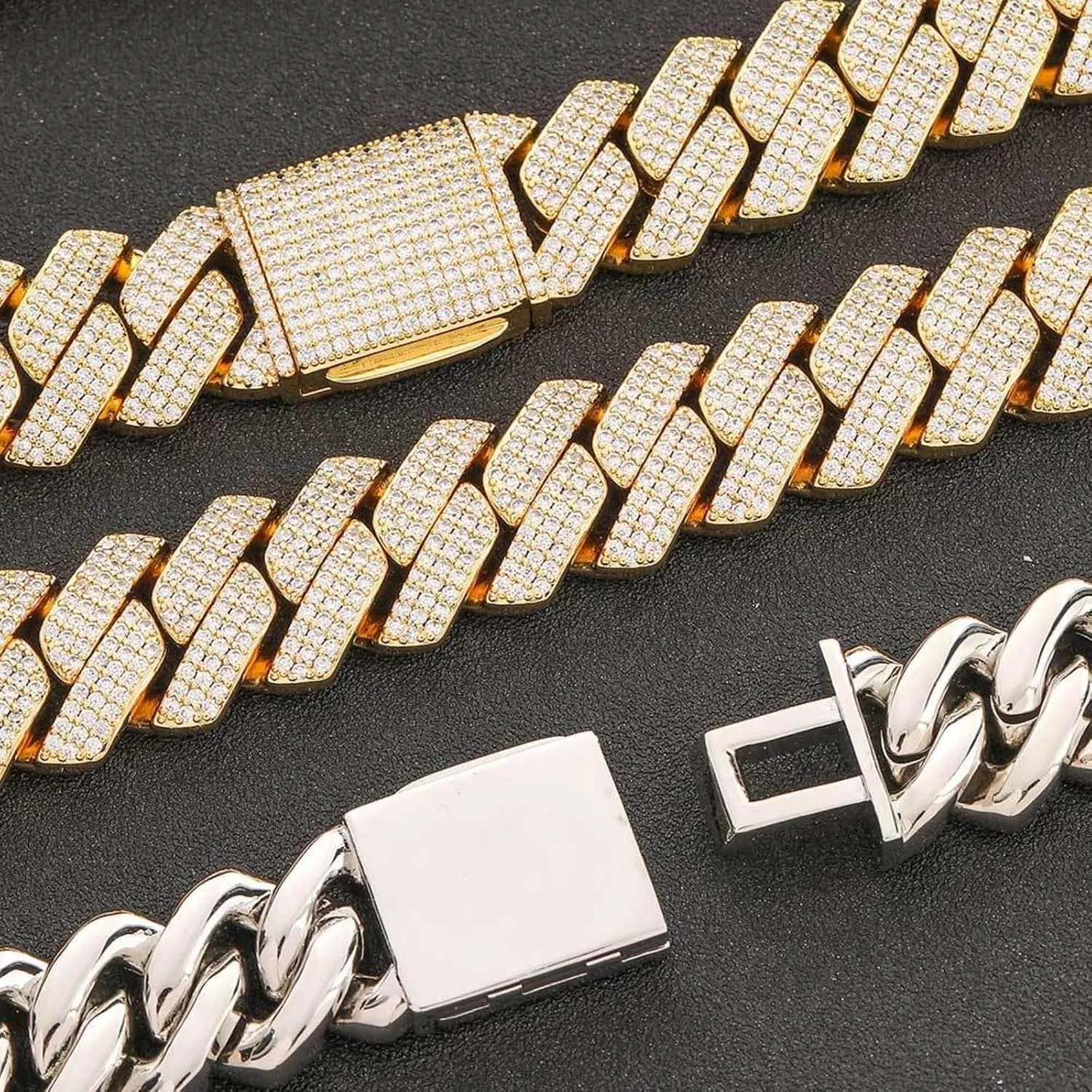 Sparkling Big Hip Hop Cuban Link Chain, Width 20MM Men Chain Necklace, Solid Thick Iced Out Miami Cuban Link Chain for Men, 16-24 Inch - Gift Box Included