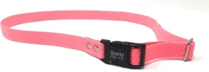 Sparky PetCo Compatible 3/4" Waterproof Biothane Bone Embossed Dog Bark in- Underground Systems No Hole Strap Wraps Around The Receiver (NEON Pink)
