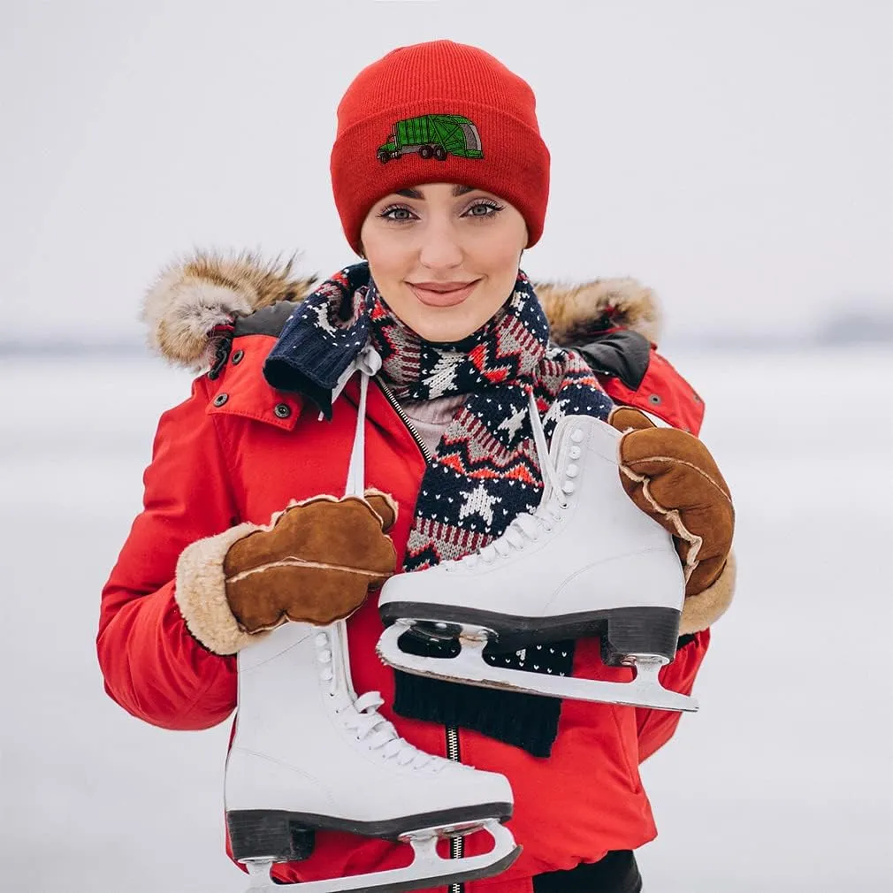 Speedy Pros Beanies for Men Green Garbage Truck Embroidery Trucks Funny Winter Hats for Women Acrylic Skull Cap 1 Size