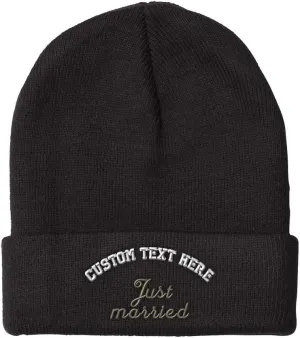 Speedy Pros Beanies for Men Just Married Newlywed Embroidery Wedding Winter Hats for Women Acrylic Skull Cap 1 Size