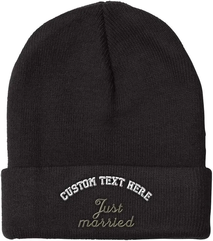 Speedy Pros Beanies for Men Just Married Newlywed Embroidery Wedding Winter Hats for Women Acrylic Skull Cap 1 Size