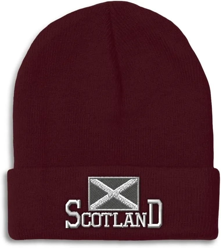 Speedy Pros Beanies for Men Scotland Flag Scottish Black Embroidery Winter Hats for Women Acrylic Skull Cap 1 Size