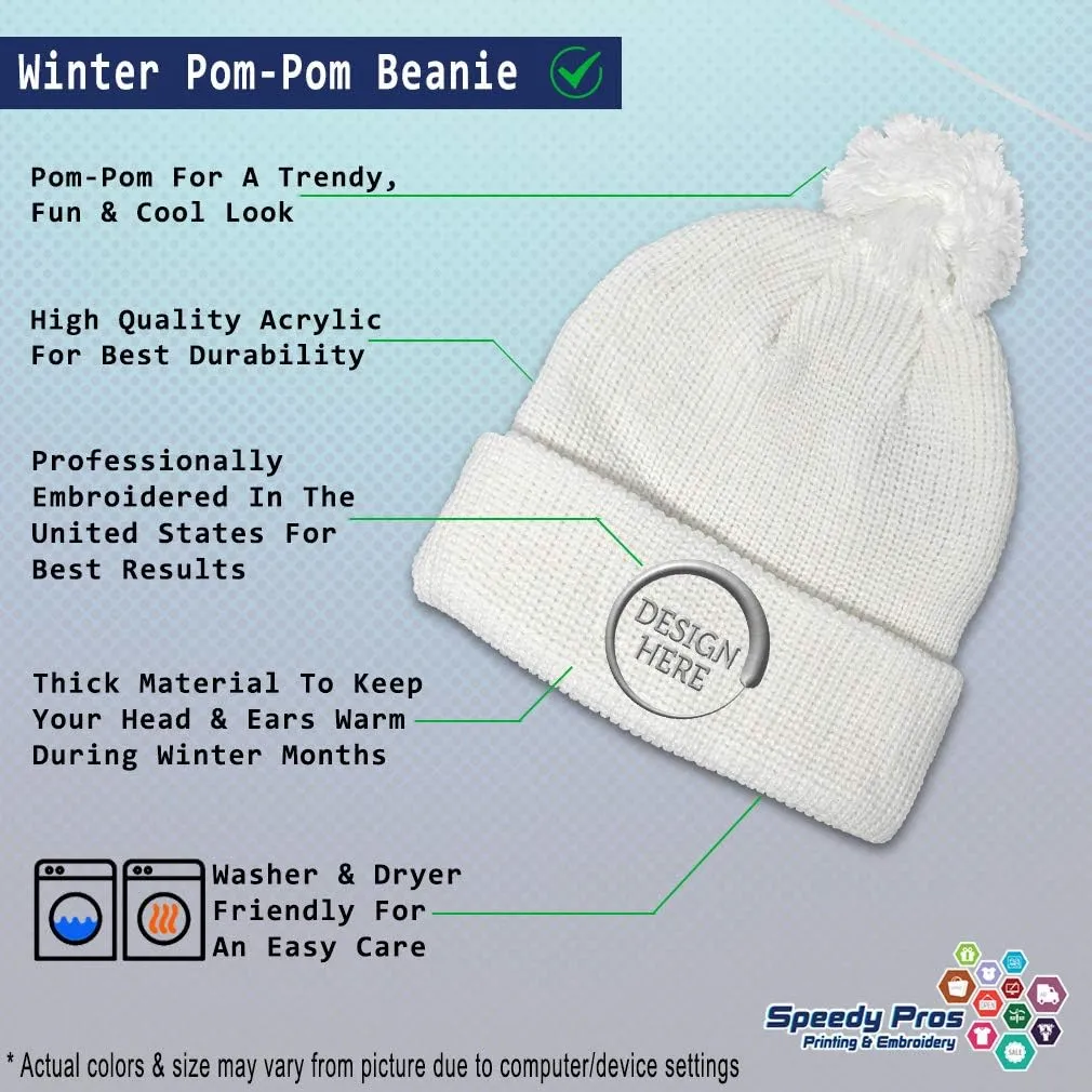 Speedy Pros Pom Pom Beanies for Women Norway Flag Embroidery Skull Cap Flags Winter Hats for Men Acrylic 1 Size