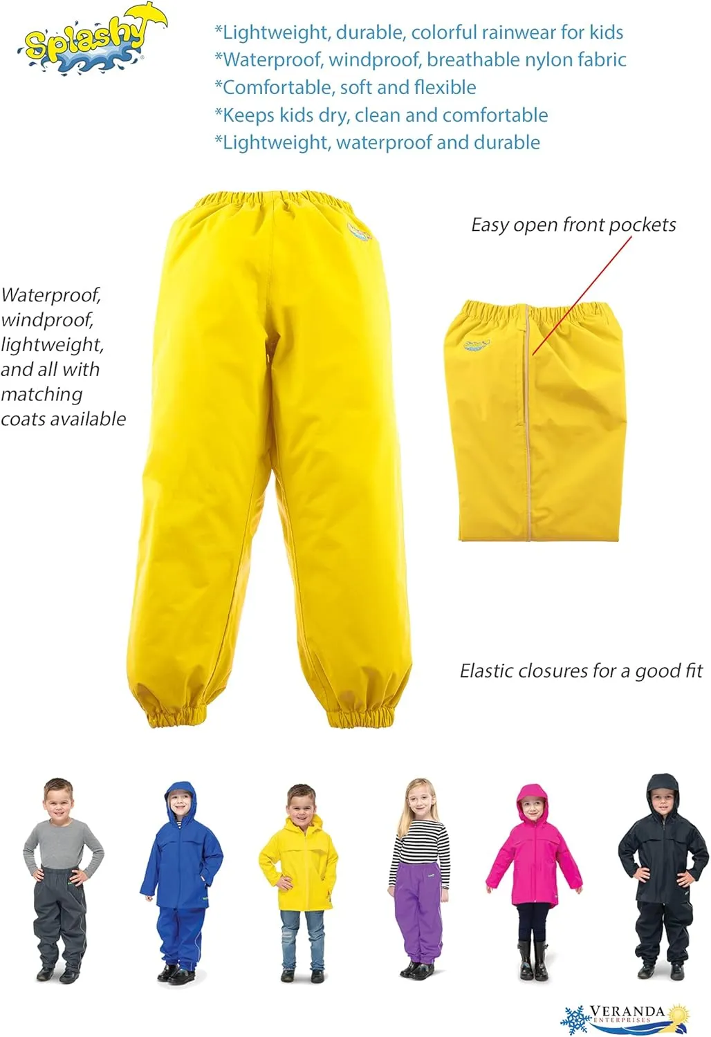 Splashy Waterproof Rain Pants for Kids