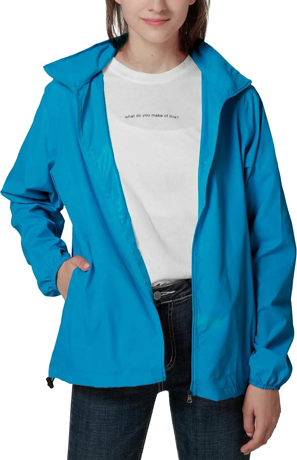 Spmor Women's Lightweight Waterproof Jacket Packable Windbreaker Running Coat