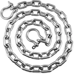 Stainless Steel 316 Anchor Chain 3/8" or 10mm by 6' Long Shackles