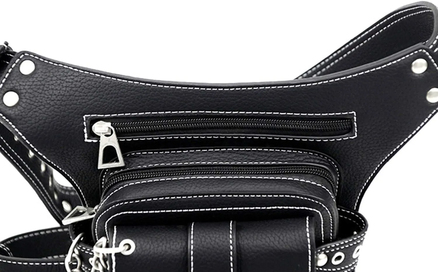 Steampunk Waist Bag Fanny Pack Fashion Gothic Leather Shoulder Crossbody Messenger Bags Thigh Leg Hip Holster Purse Travel Pouch Hiking Sport Chain Bags for Women Men