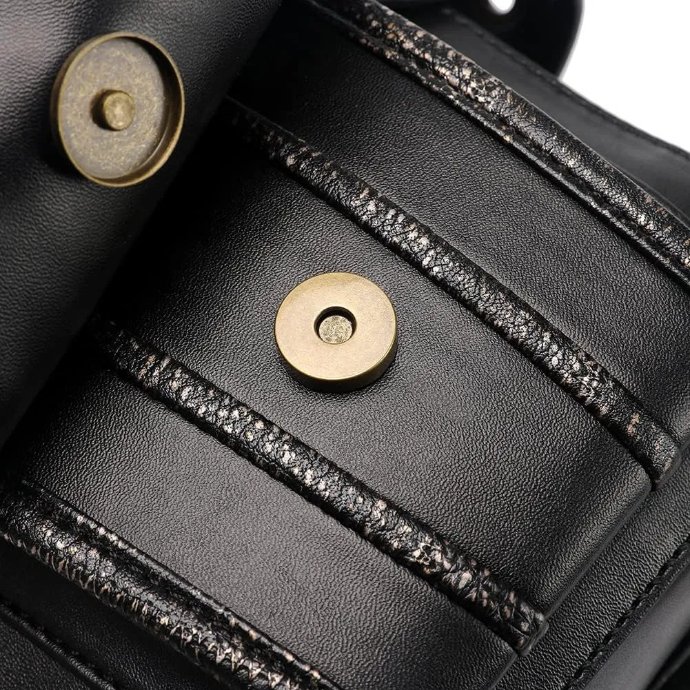 Steampunk Waist Bag Fanny Pack Thigh Holster Purse Gothic Leather Shoulder Crossbody Hiking Chain Messenger Bag