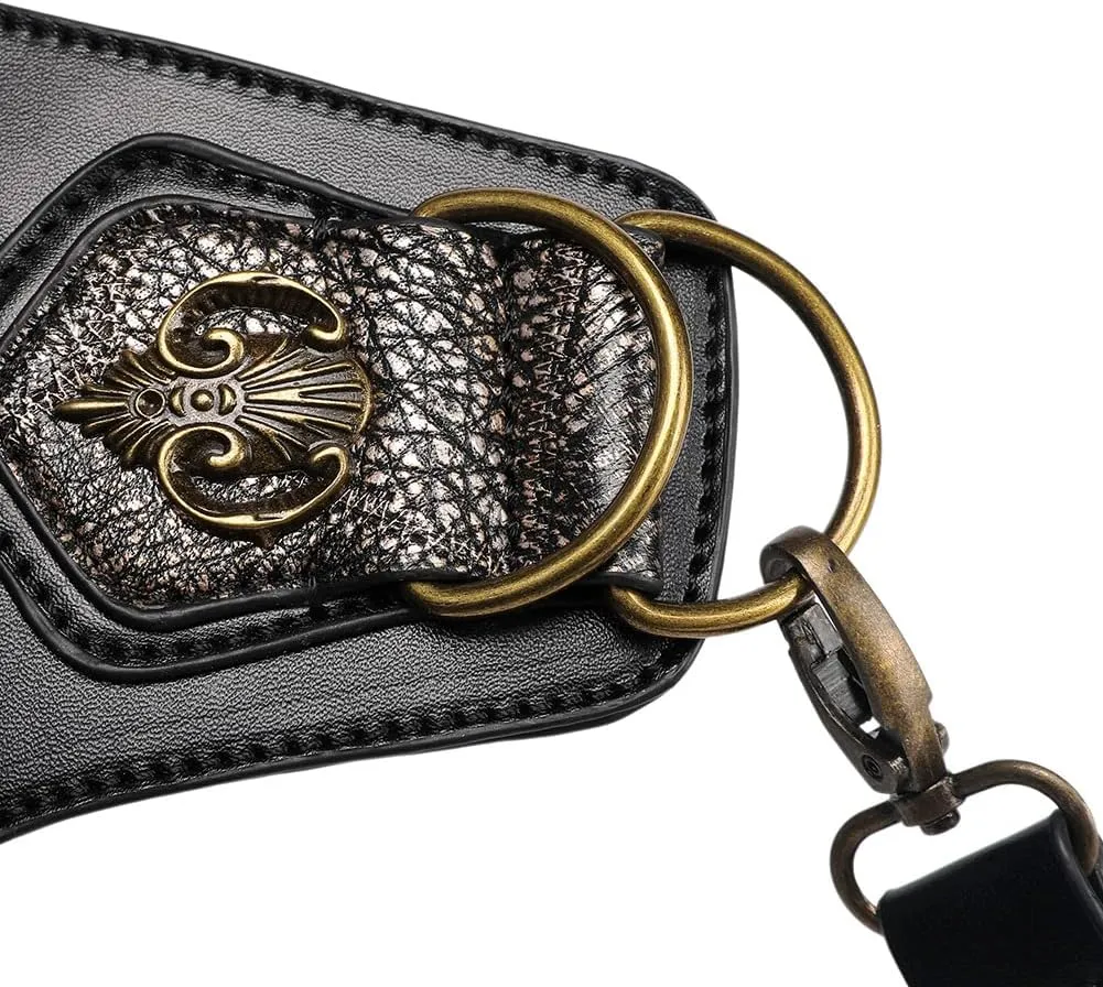 Steampunk Waist Bag Fanny Pack Thigh Holster Purse Gothic Leather Shoulder Crossbody Hiking Chain Messenger Bag
