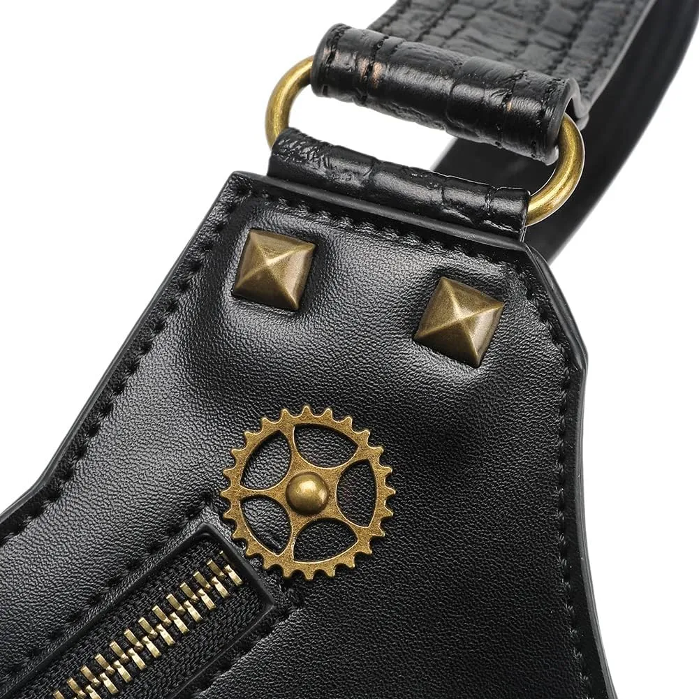 Steampunk Waist Bag Fanny Pack Thigh Holster Purse Gothic Leather Shoulder Crossbody Hiking Chain Messenger Bag