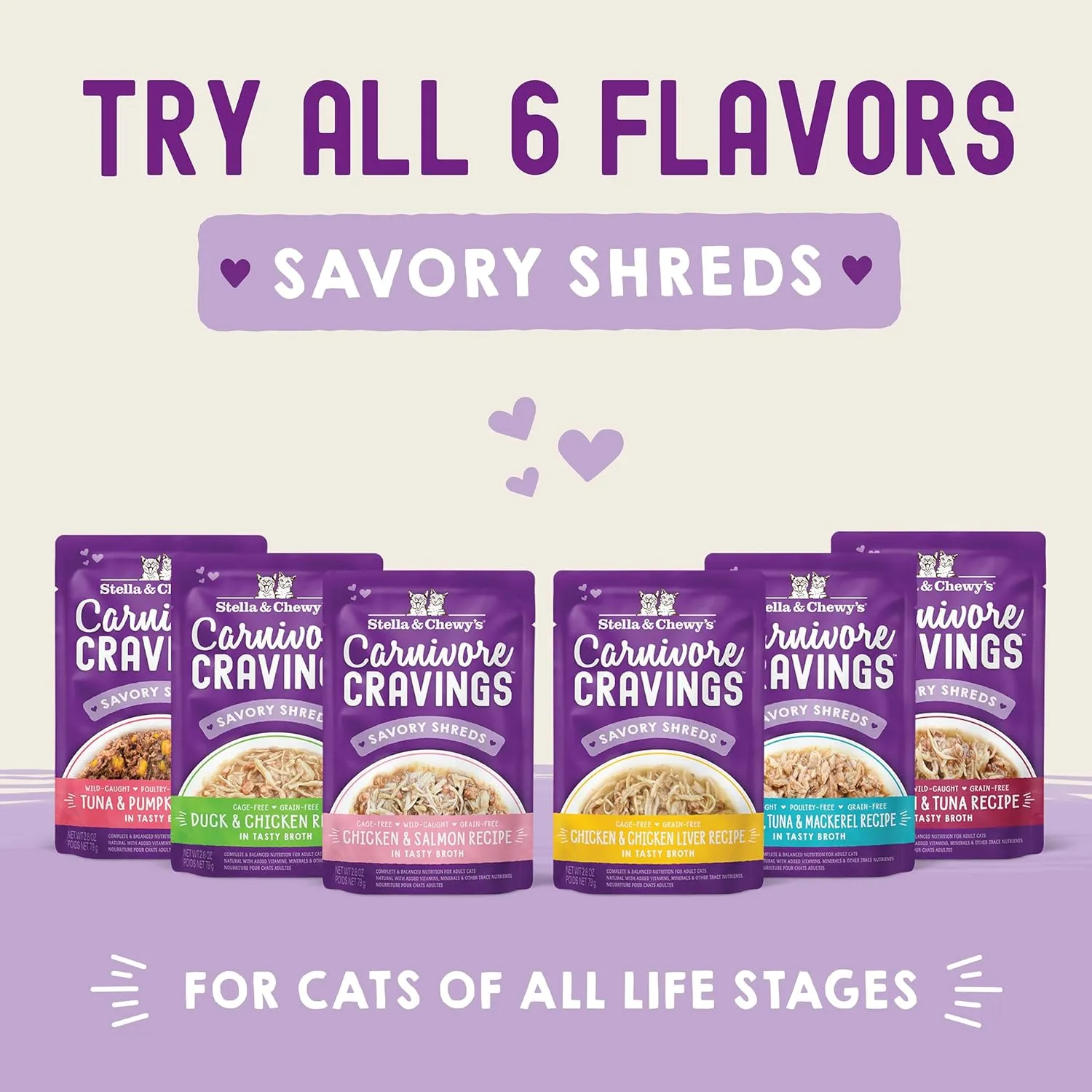 Stella & Chewy’s Carnivore Cravings Savory Shreds Wet Cat Food Pouches – Grain Free, Protein Rich Meal, Topper or Treat – Chicken & Chicken Liver Recipe (2.8 Ounce Pouches, Case of 12)