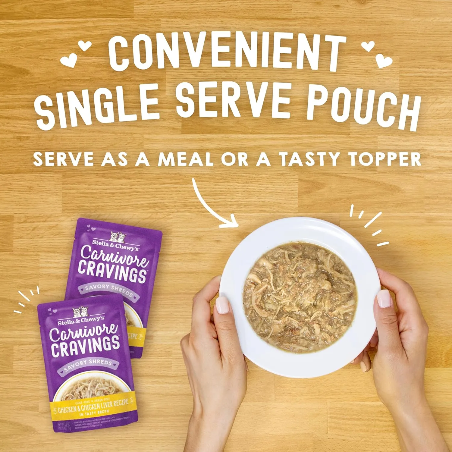 Stella & Chewy’s Carnivore Cravings Savory Shreds Wet Cat Food Pouches – Grain Free, Protein Rich Meal, Topper or Treat – Chicken & Chicken Liver Recipe (2.8 Ounce Pouches, Case of 12)