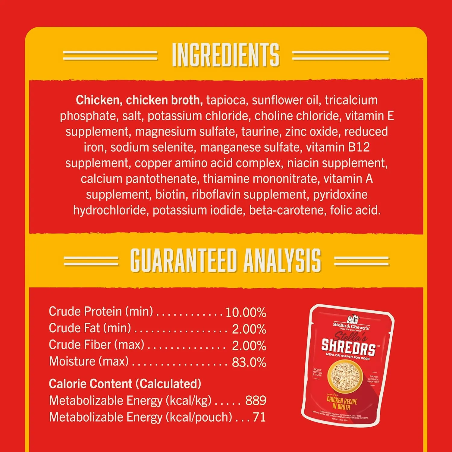Stella & Chewy's Stella’s Shredrs Cage Free Chicken Recipe in Broth, 2.8 oz. Pouches (Pack of 24)