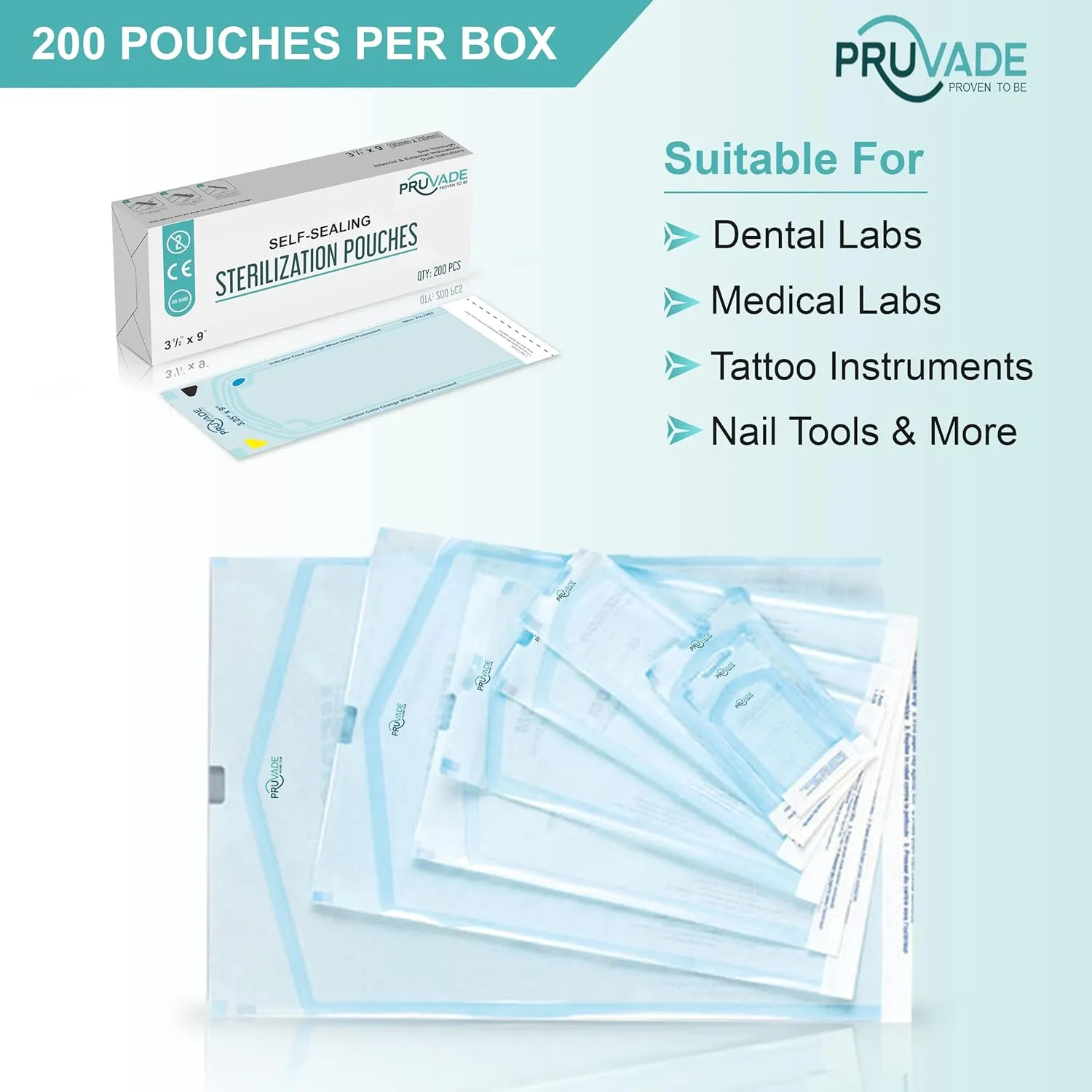 Sterilization Pouches - 1000 Pack 5.25" x 10” Sterilizer Bags for Dental Offices - Autoclave Self Sealing Sterilization Pouch for Dental Instruments, Nail Techs, Tattoo, Medical Lab-5.25"x 10”