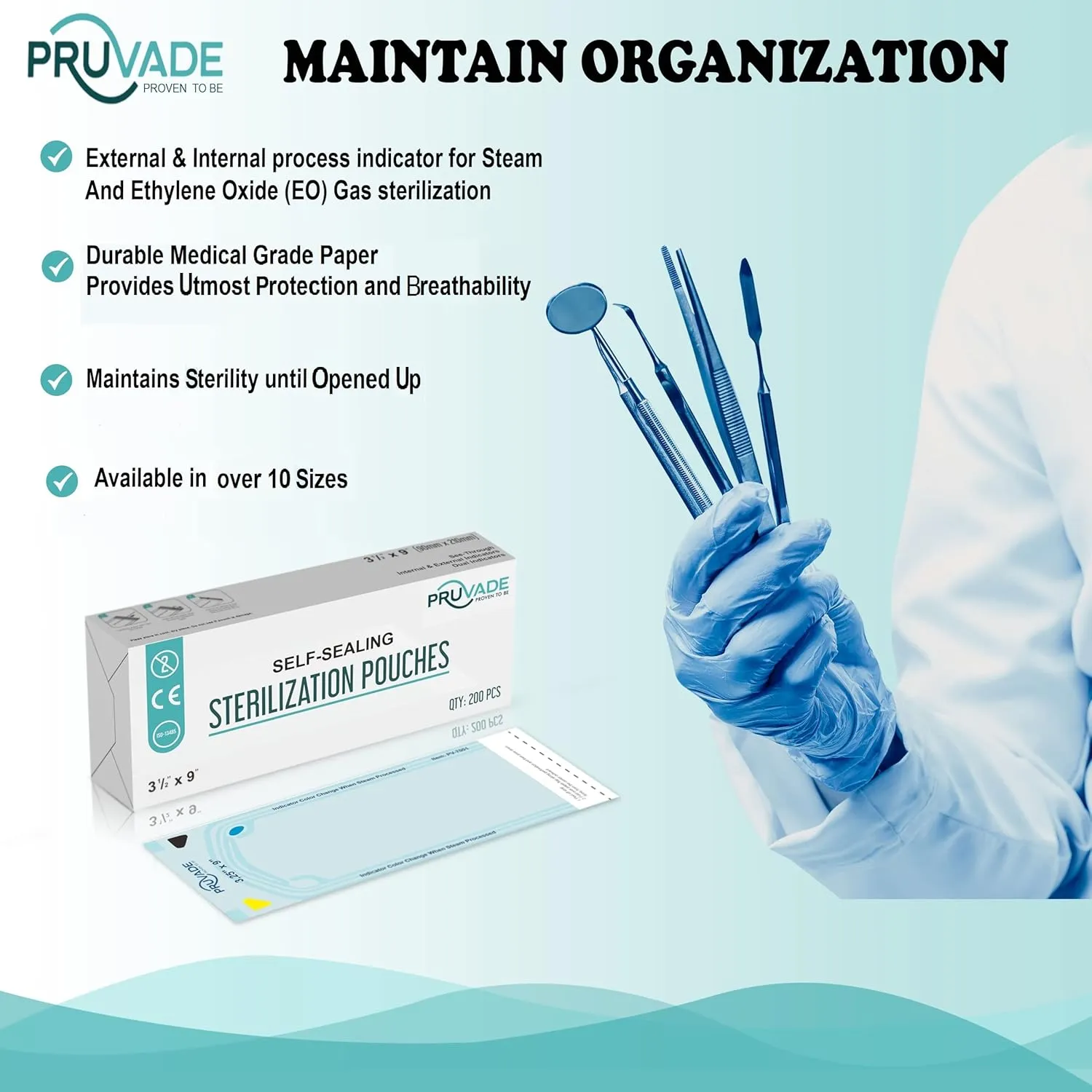 Sterilization Pouches - 1000 Pack 5.25" x 10” Sterilizer Bags for Dental Offices - Autoclave Self Sealing Sterilization Pouch for Dental Instruments, Nail Techs, Tattoo, Medical Lab-5.25"x 10”