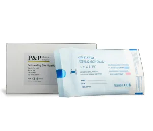 Sterilization Pouches Self-Sealing Autoclave Bags with Indicators by P&P Medical Surgical for Professional Surgical Instrument Cleaning (3.5" x 5.25" - Case of 4000)