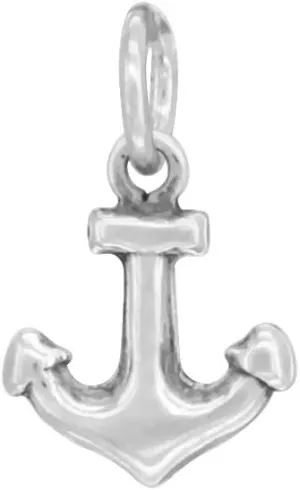 Sterling Silver Small Tiny Anchor Necklace Antiqued Finish 1/2 inch Tall, 16-30 inch 0.8mm Box Chain
