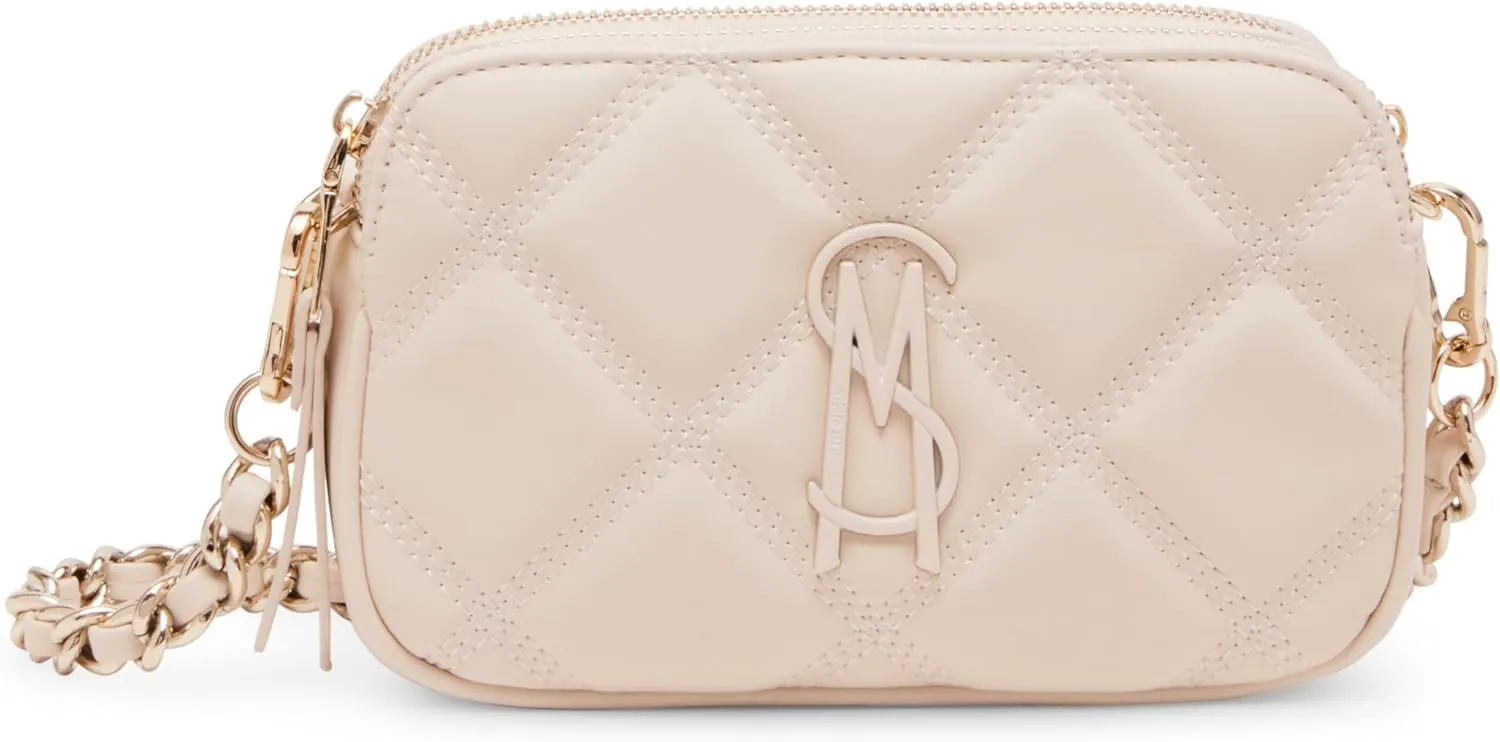 Steve Madden Bdaisy Quilted Double Zip Crossbody, Ivory