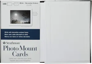 Strathmore Photo Mount Cards, White with Decorative Border, 5x6.875 inches, 100 Pack, Envelopes Included - Custom Greeting Cards for Weddings, Events, Birthdays