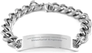 Structural Engineer mom Stainless Steel Bracelet for Mom Gifts from Daughters Sons - I was Normal Before I Became, Birthday Gifts for Mom - Mother Gifts, Cuban Chain