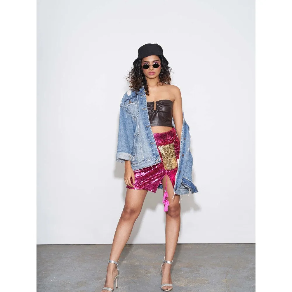 Style Junkiie Fuchsia Sequin Skorts