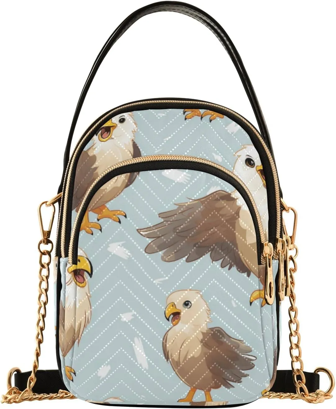 SUABO Crossbody Bag for Women, Brown Hawks Phone Purse Detachable Chain Bag Shoulder Handbag Wallet