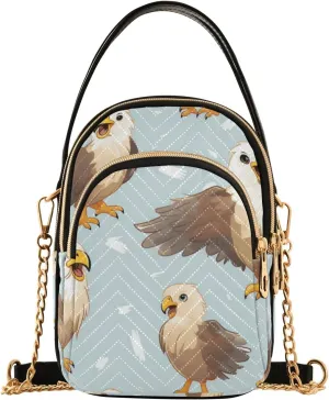 SUABO Crossbody Bag for Women, Brown Hawks Phone Purse Detachable Chain Bag Shoulder Handbag Wallet