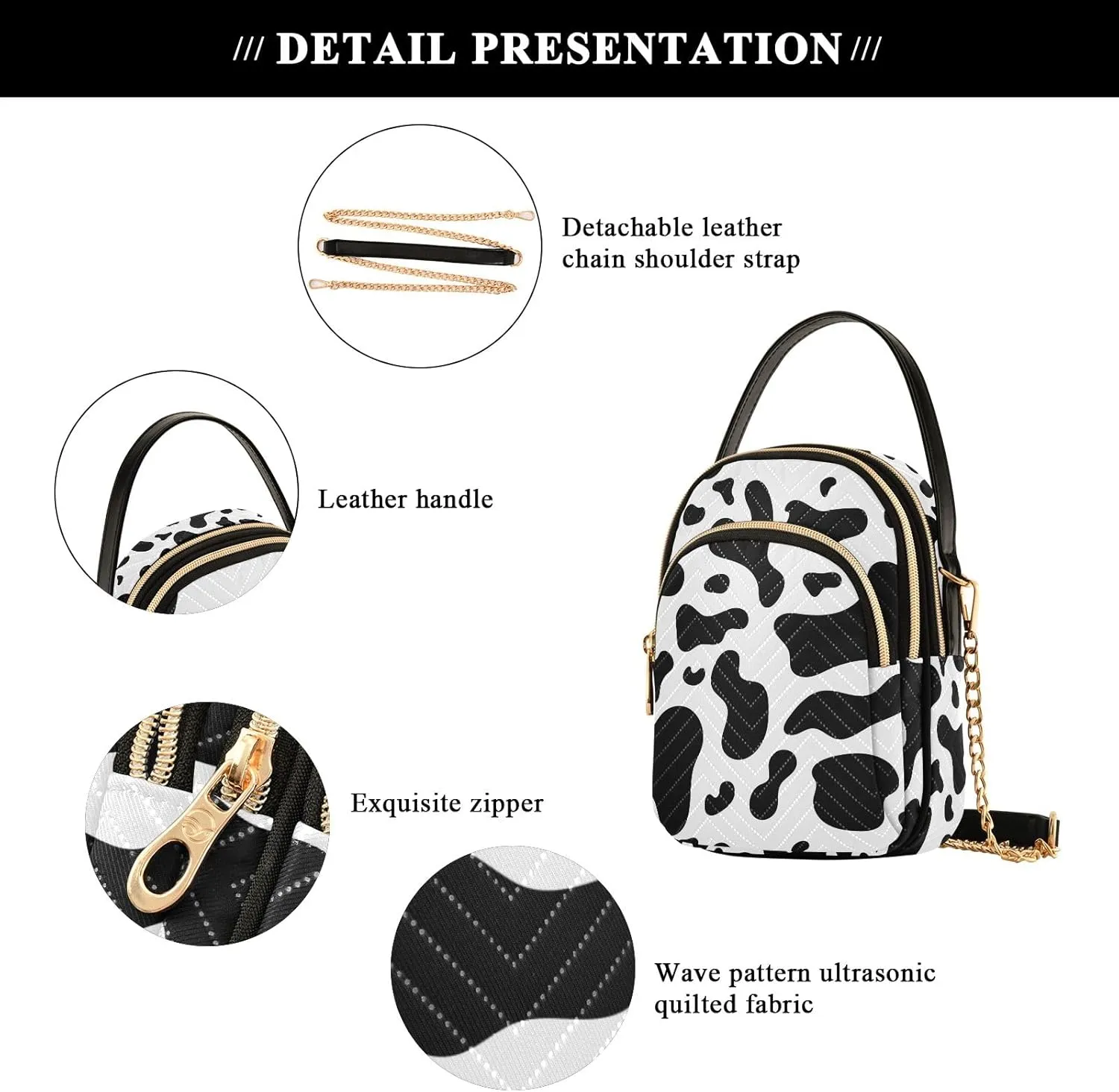SUABO Crossbody Bag for Women, Cute Phone Purse Detachable Chain Bag Shoulder Handbag Wallet