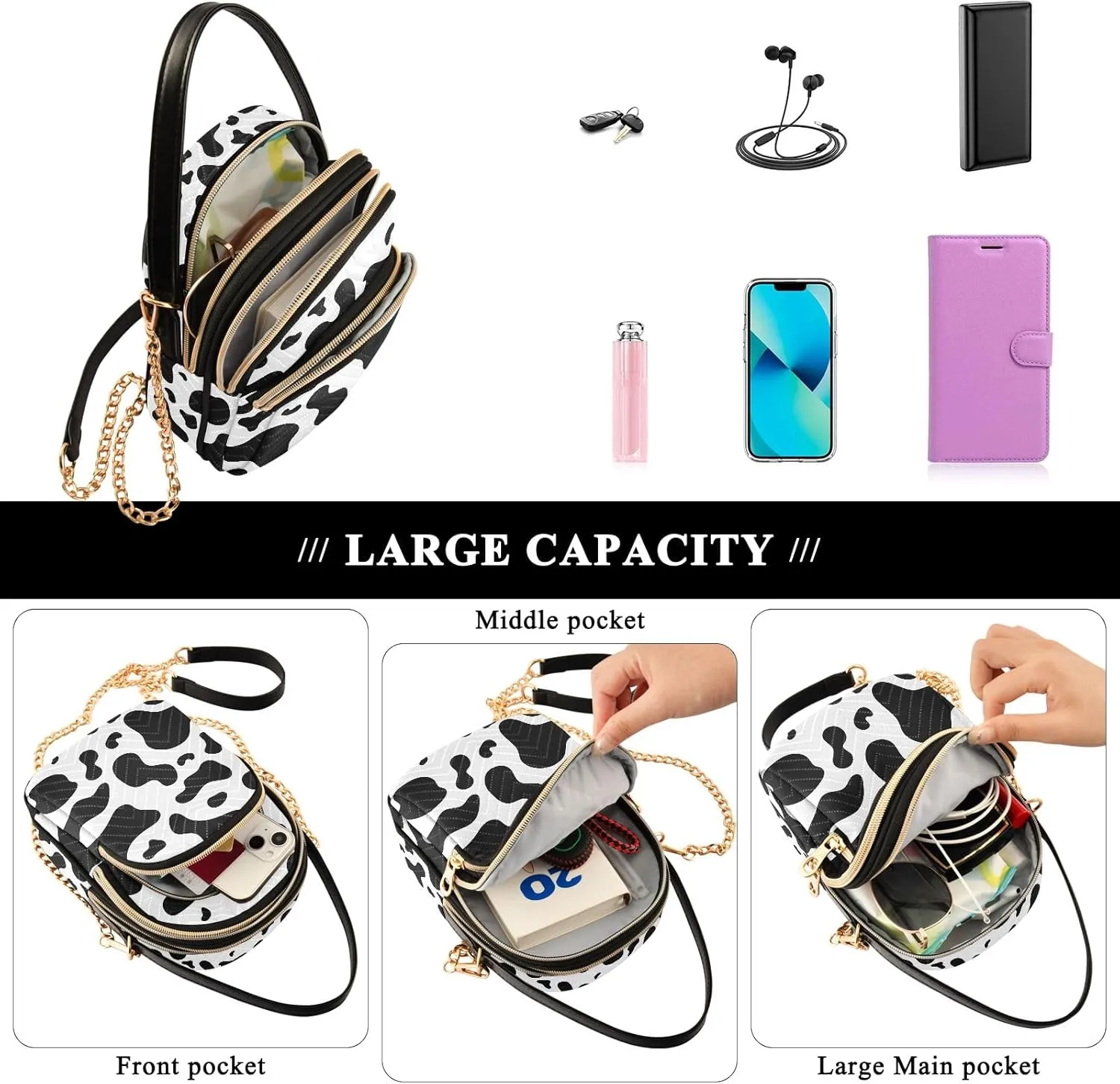 SUABO Crossbody Bag for Women, Cute Phone Purse Detachable Chain Bag Shoulder Handbag Wallet