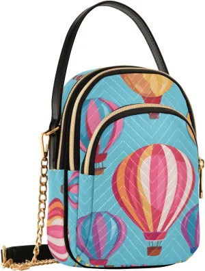SUABO Crossbody Bag for Women, Hot Air Balloon Phone Purse Detachable Chain Bag Shoulder Handbag Wallet