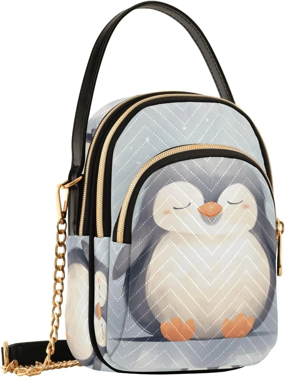 SUABO Crossbody Bag for Women, Sleeping Penguin Phone Purse Detachable Chain Bag Shoulder Handbag Wallet